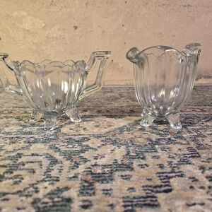 Indiana Glass #125 Fluted Colonial footed sugar & creamer set 1910